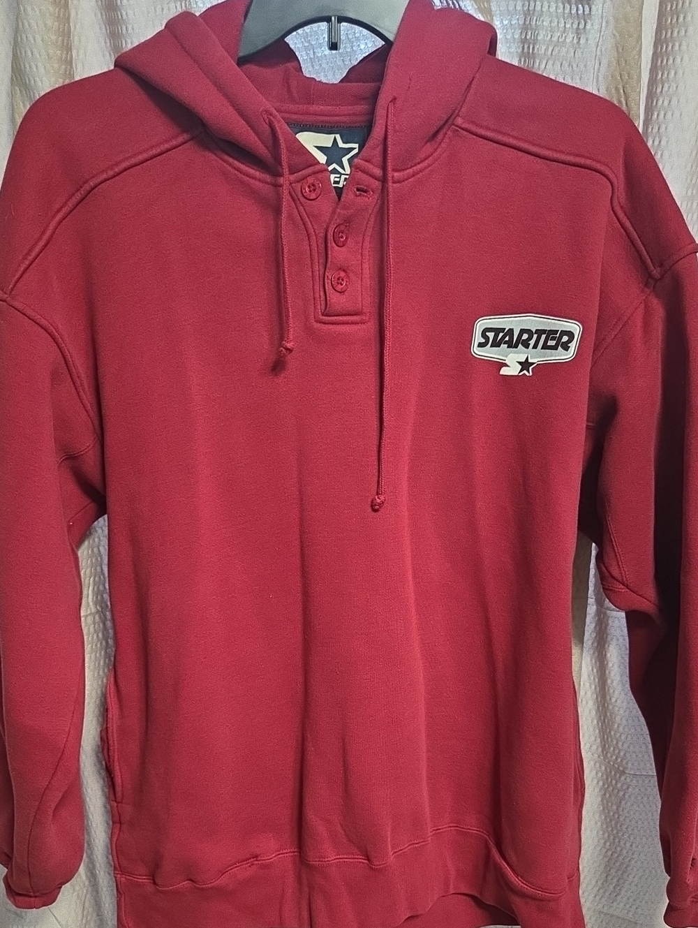 Vintage Starter Men's Red Hooded Pullover Shirt, Sz XL